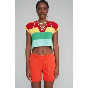 Le Superbe Woman's Red Beach Crawler Cut Off Shorts Size 2 $175 NWT